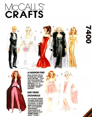 Vintage 1990s Barbie & Ken Clothes Pattern Reproduction McCall's 7400 • $8.95