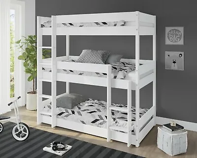 £329.99 • Buy Triple Bunk Bed High Sleeper Kids Wooden Bed Frame 3FT Single Children's Bedroom