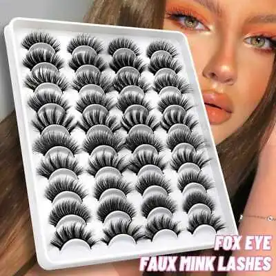 20 Pair 3D Faux Mink False Eyelashes Wispy Cross Long Thick Soft Fake Eye Lashes • £5.99