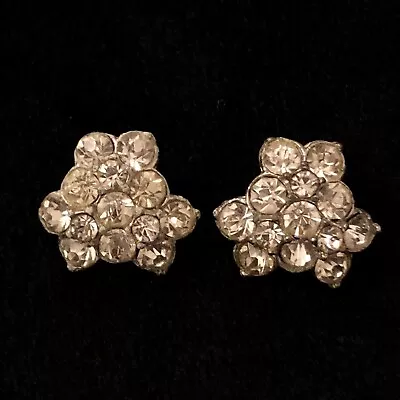 Vintage Rhinestone Silvertone Clip-On Earrings  • $1.25