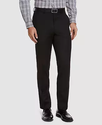 $125 Izod Men's Black Solid Classic-Fit Flat-Front Dress Pants Size 30W 30L • $40.38