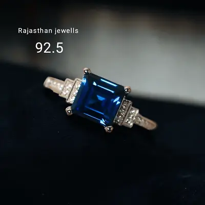 Ring Sapphire Sterling Silver Blue 925 Cut Solid Birthstone Gemstone Natural • $45.99