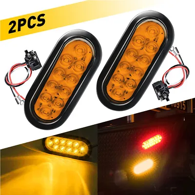 2PCS Marker Lights 6in LED Truck Trailer Oval Stop /Turn Signal Tail Light Amber • $21.99