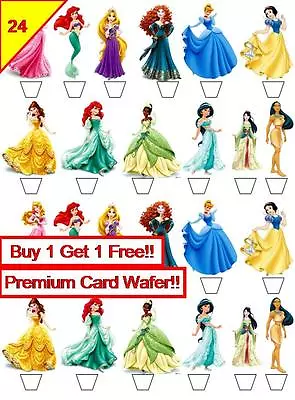 £2.99 • Buy 48 Disney Princess Birthday Cup Cake Toppers Premium Card Wafer Edible *Stand Up