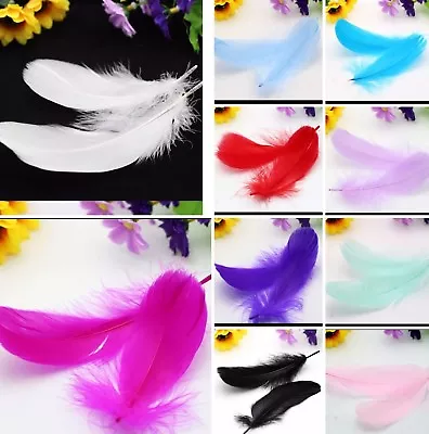 BULK 100pcs Goose Feathers 8-12cm 20 Colour Choice Millinery DIY Wedding Craft • $6.95