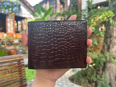 Dark Brown Genuine Crocodile Wallet Men Bifold Belly Leather RFID Protect New • $25.20