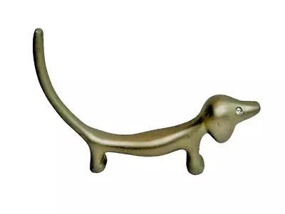 Pewter DACHSHUND Wiener Dog Ring Holder With Rhinestone Eyes • $15