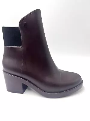 Melissa Sz 35/36 Burgundy Elastic Back Block Heeled Rubber Slip On Boots As New • $58