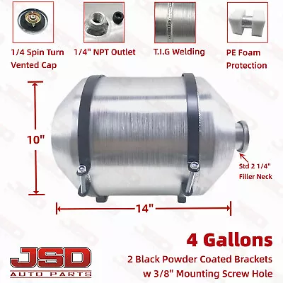 ✨ 4 Gallons 10x14 1/4'' NPT Aluminum Spun Round Gas Tank Vertical Fuel Tank Cell • $106.56