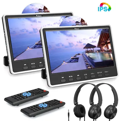 2 X 12  IPS Screen Car Headrest Monitor DVD Player HDMI USB 1080P Video Headsets • $224.30