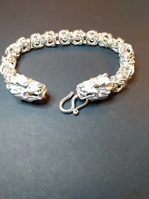 $130 • Buy .925 Sterling Silver Bracelet With Dragon Heads