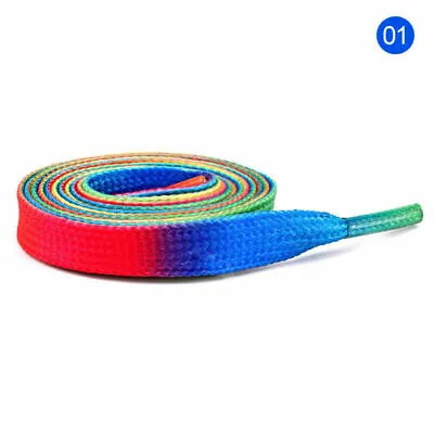 Rainbow Multi-Colored Canvas Athletic Shoelace Shoe Laces Free Shipping String - • £1.86