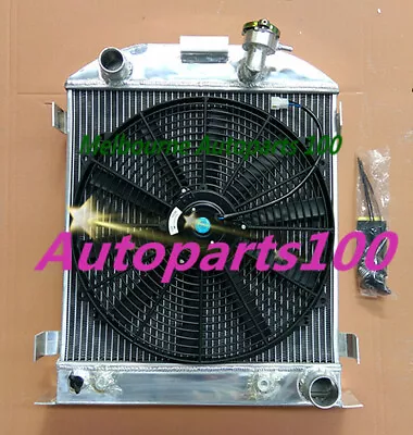 $190 • Buy 3 ROW Aluminum Radiator + Fan FOR Ford 1932 Hot Rod W/Chevy 350 V8 Engine AT