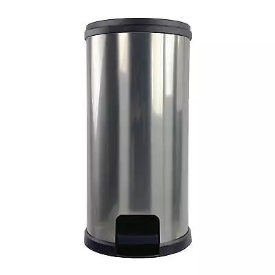 7.9 Gallon Trash Can. Plastic Round Step Kitchen Trash Can Silver • $18.79