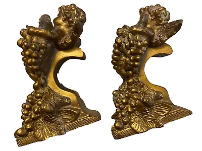 2 Vintage Gold Angel/Cherub Corbel Curtain Rod Brackets Italian Florentine Style • $69