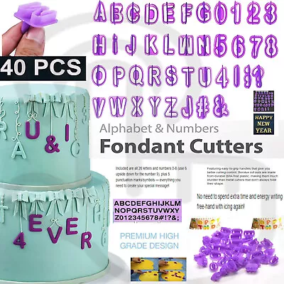 40pcs Alphabet Letter And Number Fondant Icing Cutter Mold Cake Decorating Set • £5.25