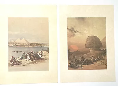 2 David Roberts Prints Of Giza Great Pyramids Sandstorm Near Great Sphinx Egypt • £12