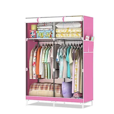 Portable Cloth Wardrobe Large Wardrobe Storage Cabinet Dustproof Easy Assembly • $25.55