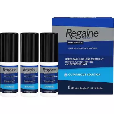 3x Extra Hair Strength Rogaine Solution 3-mo Men Regrowth Treatment Revitalizes • £16.69