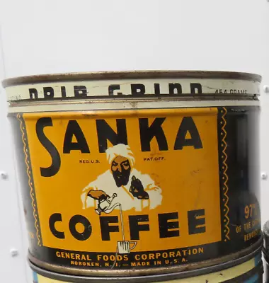 Vintage Sanka Drip Grind Coffee Tin Can 1 Lb. Hoboken NJ • $24.99