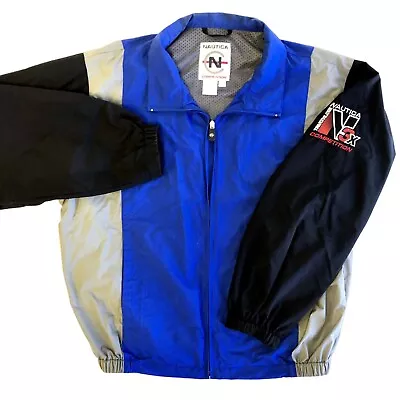 Vtg 90's Nautica Competition N3X Triathlon Blue Sports Windbreaker Jacket RETRO • $222.17