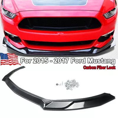 Carbon Fiber Look For 2015-2017 Ford Mustang Coupe 2D Front Bumper Lip Splitter • $128.99