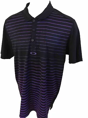 Oakley XXL 2X Shirt Men S/S Polo Short Sleeve S/S Polyester Purple Stripe 432472 • $24.50