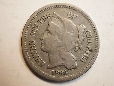 $16 • Buy 1869 3 Cent Nickel - Free Shipping! A0839