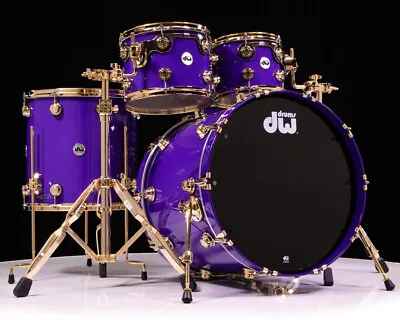 DW Collector's Cherry Mahogany 5pc Kit - Solid Ultraviolet Purple W/Gold • $7373.70