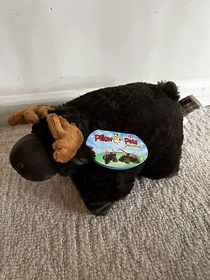 Pillow Pets Pee-Wees Chocolate Moose 11  Brown Stuffed Plush Travel T6 • $20