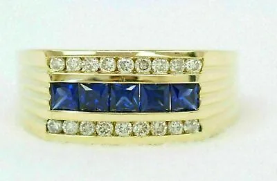 Men Pinky Ring Simulated Sapphire 2.06 Ct Princess Cut 14K Yellow Gold Finish • $119.46