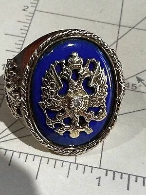 Antique Tsar Russia 14K (56) St Petersburg Gold Enamel Heavy 18.2 Grams Ring 12 • $2250