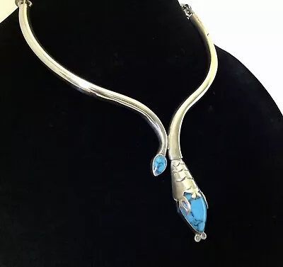 Vintage Taxco Mexico 950 Sterling Silver Snake Tubular Collar Necklace 86g • $298