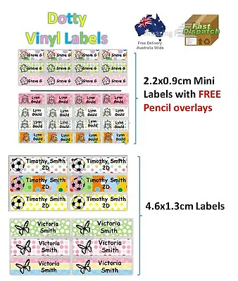 Dotty Vinyl Personalised Name Label Sticker School Book Tag Custom Mixed Colour • $3.47