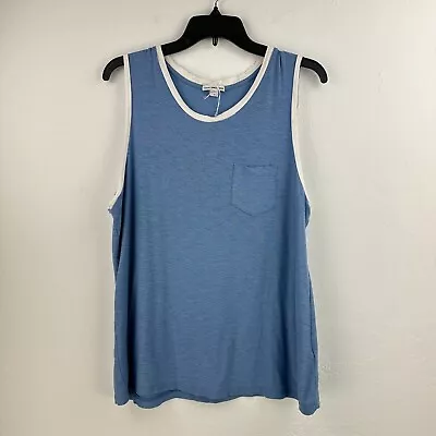 Standard James Perse Tank Top Mens Blue White 3 Large Knit Muscle Pullover • $26.88