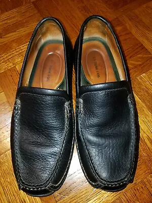 HS Trask Black Driving Loafers Slip On  Shoes Mens 9 M  H3170 Pebbled Leather • $30