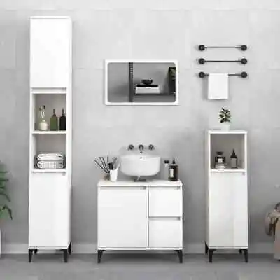 Bathroom Vanity Cabinet Wooden Basin Sink Storage High Gloss White 65x33x60cm • $103.60
