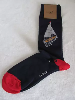 J.Crew Critter Dress Socks-Large Sailboat -Blue-Lightweight- Men's One Size-NWT • $15.99