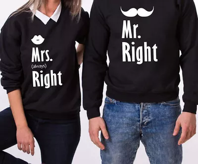 Mr Mrs Right Valentine's Couple Matching Sweater Hoodie Sweatshirt T Shirt Tee • $9.99