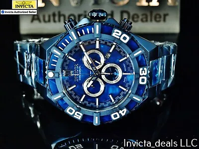 Rare Invicta Men's 60mm JT SWISS Chronograph BLUE RESIN DIAL Blue Tone SS Watch • $114.99