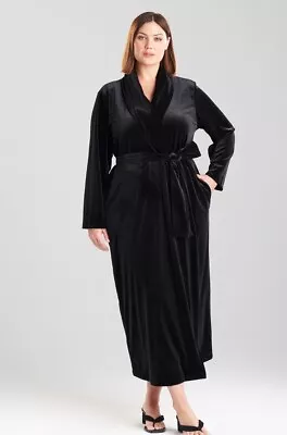 BNWT Natori Women Velvet Dressing Gown Black Size 3X Belt • £59.99