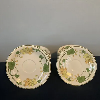 Geranium Villeroy & Boch Ribbed Black Mark Set Of 17 Salad Plates & Saucer 6.5” • $114.95