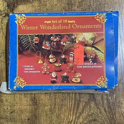 Set Of 18 Mini Winter Wonderland Christmas Ornaments Hand Painted Polystone • $7.59