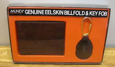 Original MUNDI Genuine Eel Skin Billfold Wallet & Matching Key Fob NEW • $18.99