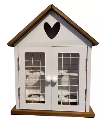 Charming White Wooden Egg House Six Egg Rack Holder Love Heart Kitchen Storage • £9.99