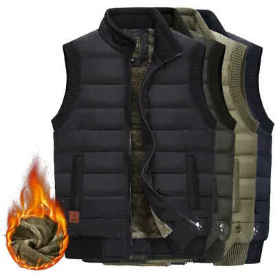 Men Quilted Padded Gilet Outdoor Sleeveless Coat Bodywarmer Military Zip JacketṄ • $43.15