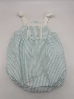 Gymboree Baby Girl 6-12 Months Bubble Romper Blue Seersucker • $11.99