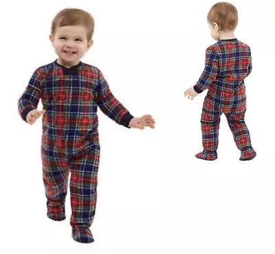 Eddie Bauer Baby Boy Plaid Footed Sleeper Fleece Pajamas • $10.99