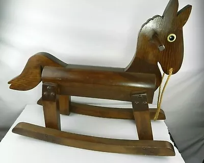 Vintage Wooden Rocking Horse Child Toy Solid - Very Nice • $80.72