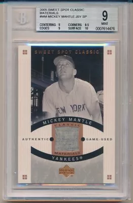 2005 Mickey Mantle Sweet Spot Classic Materials #CM-MM Yankees Jersey Card BGS 9 • $166.25